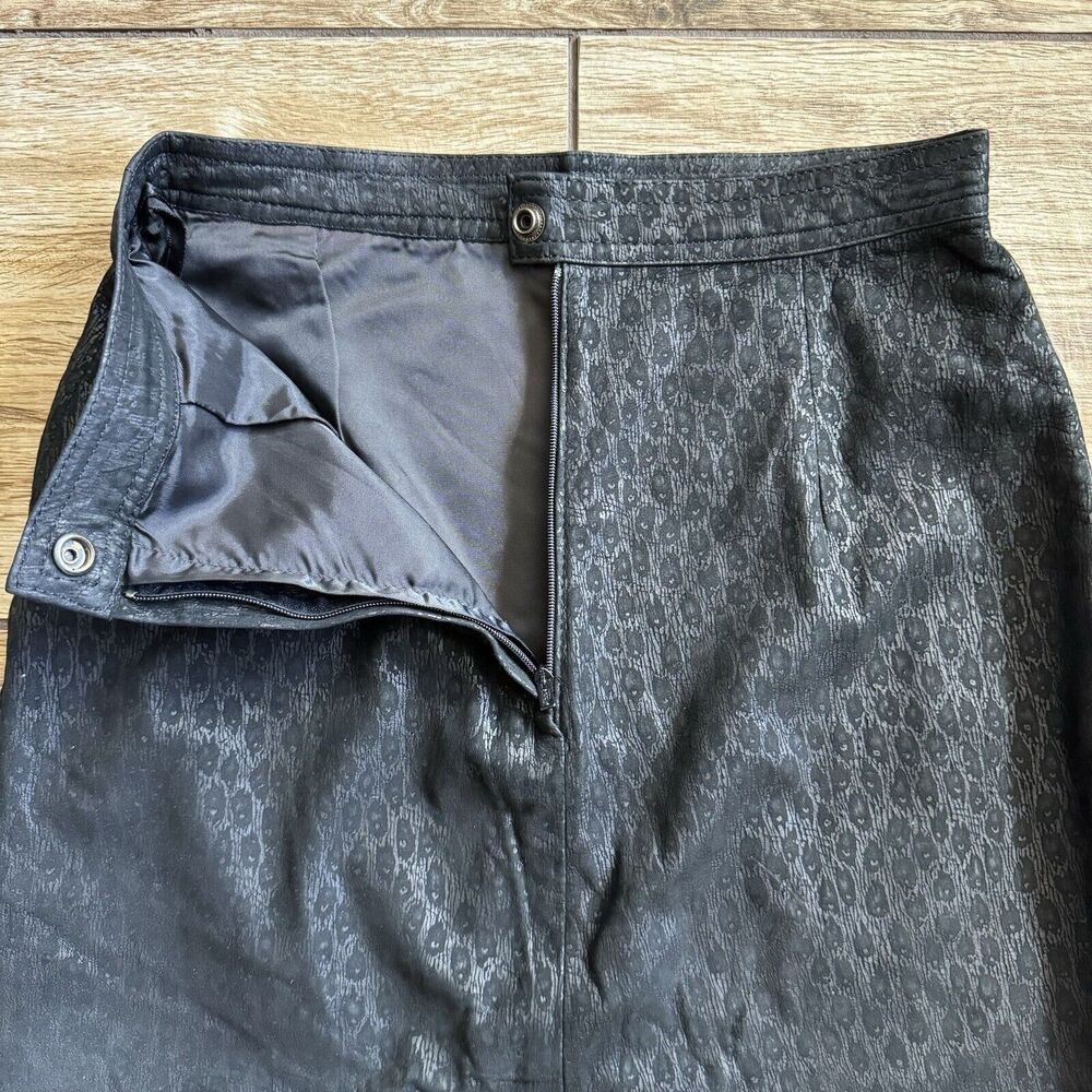 VTG Black Embossed Leather Pencil Skirt Sarah Taylor - Picture 7 of 14